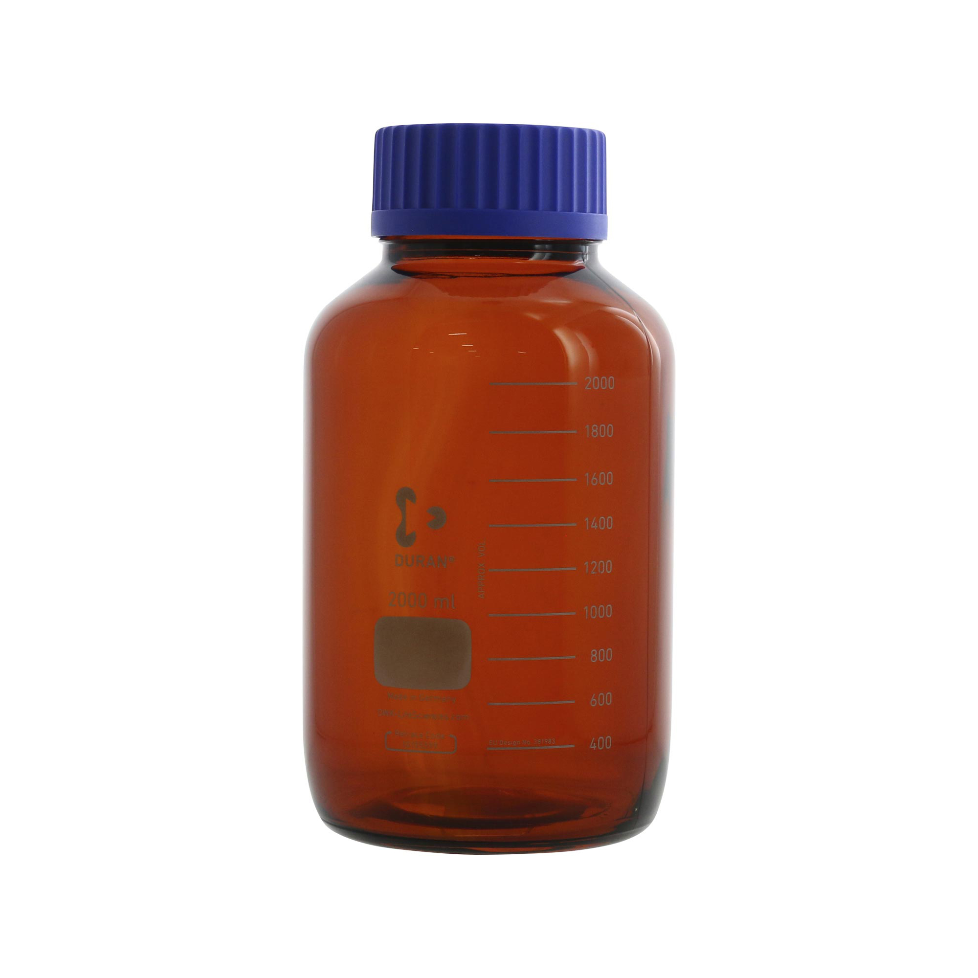SIBATA柴田科學(xué)  耐熱螺旋蓋瓶，寬口，棕紅色，藍(lán)色瓶蓋，2000毫升017250-12000