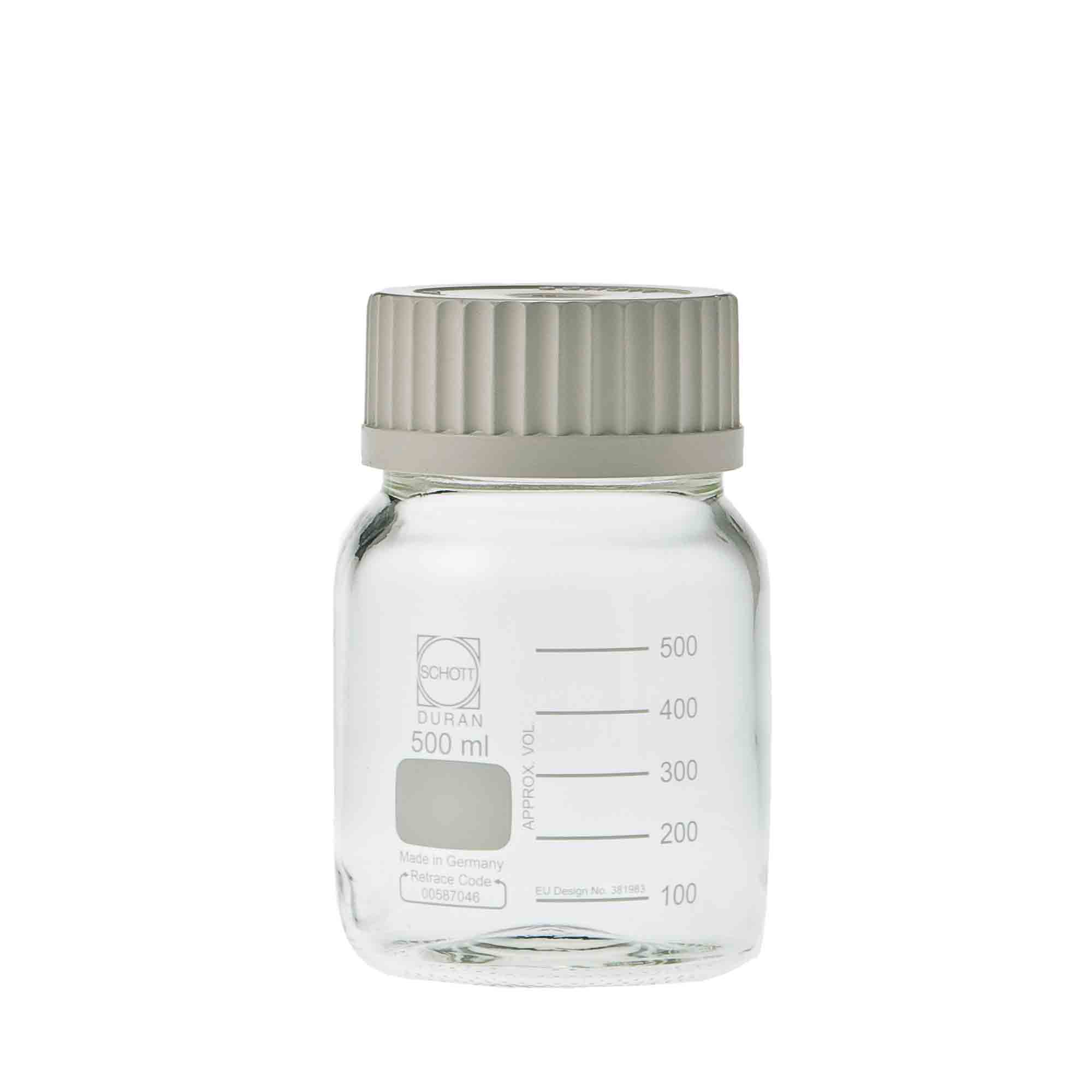 SIBATA柴田科學(xué)     耐熱螺旋蓋瓶，寬口，白色瓶蓋，500毫升，10瓶裝017250-2500A