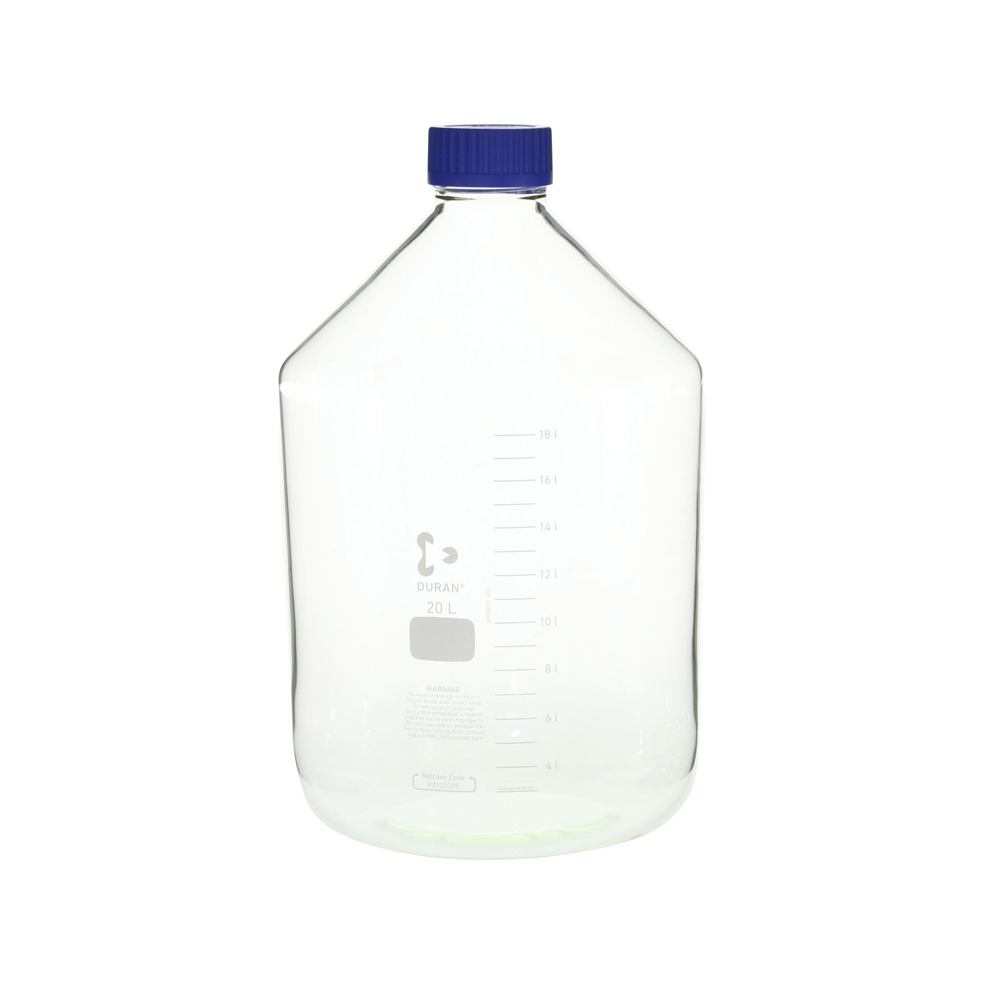 SIBATA柴田科學(xué)   耐熱螺旋蓋瓶，寬口，藍(lán)色瓶蓋，5000毫升 017250-5000