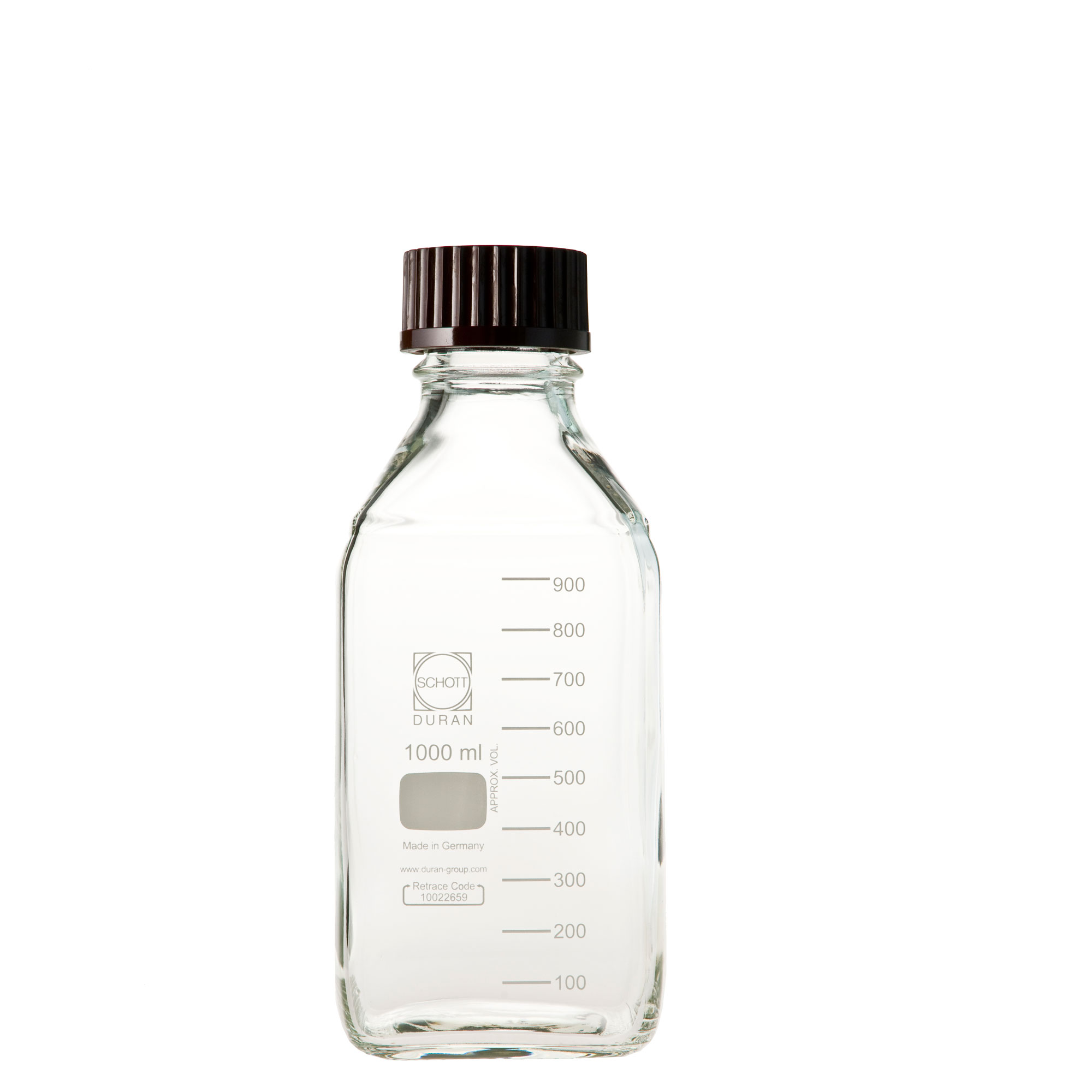 SIBATA柴田科學 耐熱螺旋蓋方形瓶，紅色瓶蓋，1000毫升，10個裝017230-10001A