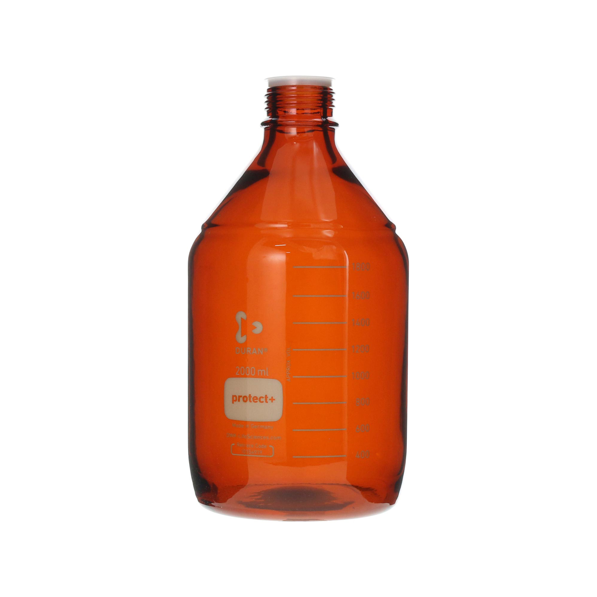 SIBATA柴田科學(xué)  Protect Plus涂層螺旋蓋瓶，棕色，僅瓶身，2000毫升，6瓶裝017590-2000A
