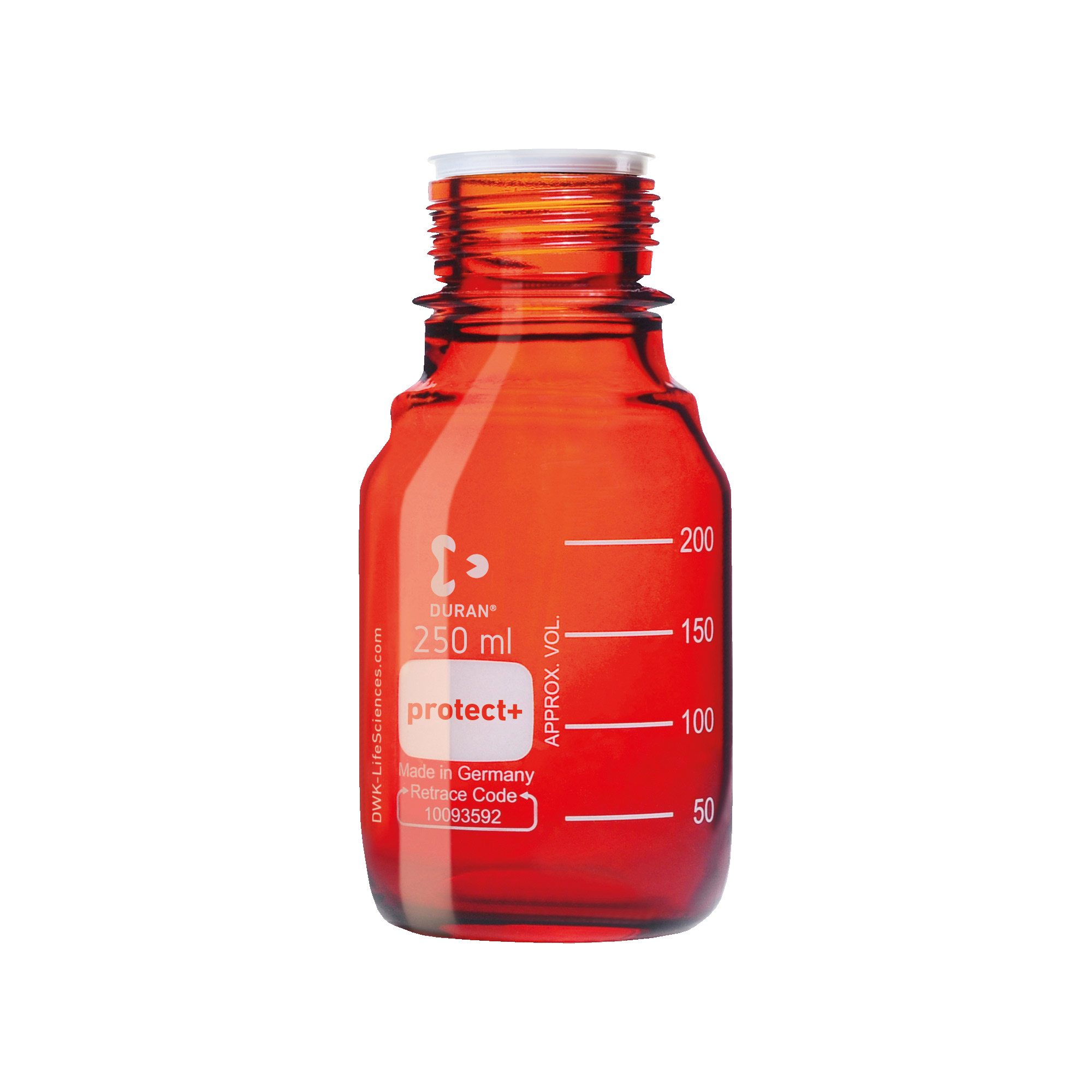SIBATA柴田科學(xué) Protect Plus涂層螺旋蓋瓶，棕色，僅瓶子，250毫升，10瓶裝017590-250A