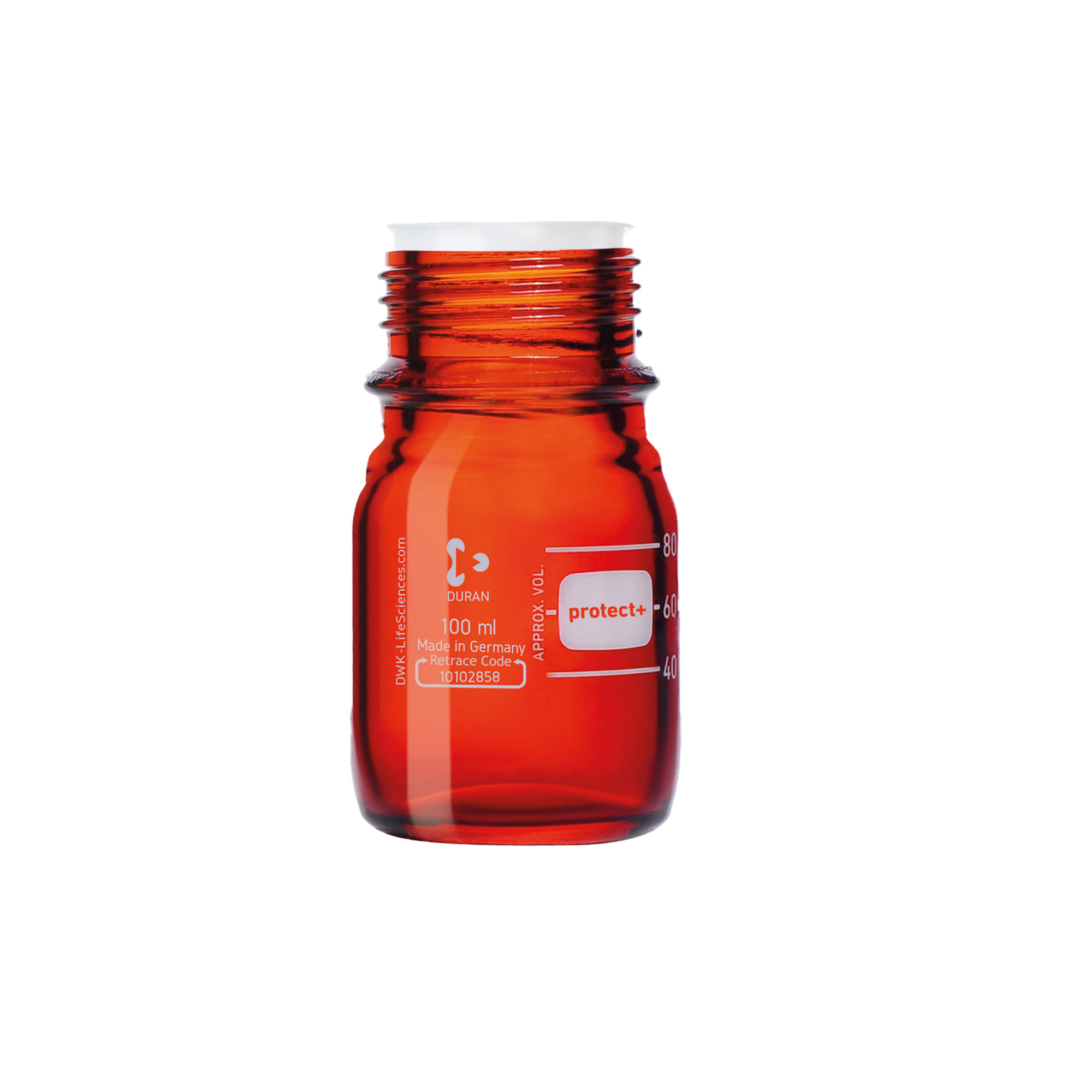 SIBATA柴田科學(xué)   Protect Plus涂層螺旋蓋瓶，棕色，僅瓶子，100毫升，10瓶裝017590-100A