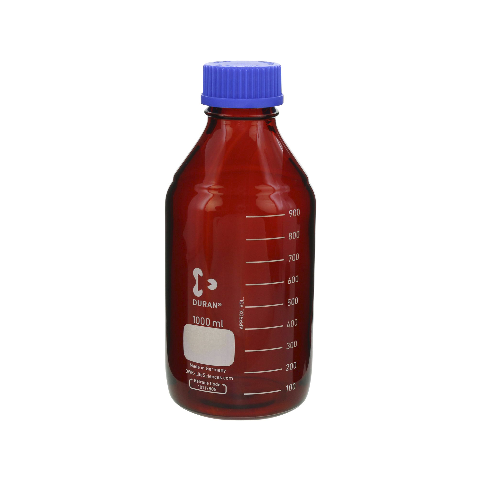 SIBATA柴田科學(xué)    耐熱螺旋蓋瓶，棕紅色，藍(lán)色瓶蓋，1000毫升，10瓶裝017210-1000A