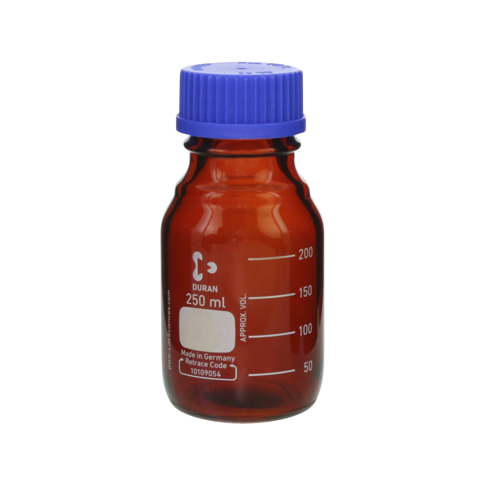 SIBATA柴田科學(xué)   耐熱螺旋蓋瓶，棕紅色，藍(lán)色瓶蓋，250毫升，10瓶裝017210-250A