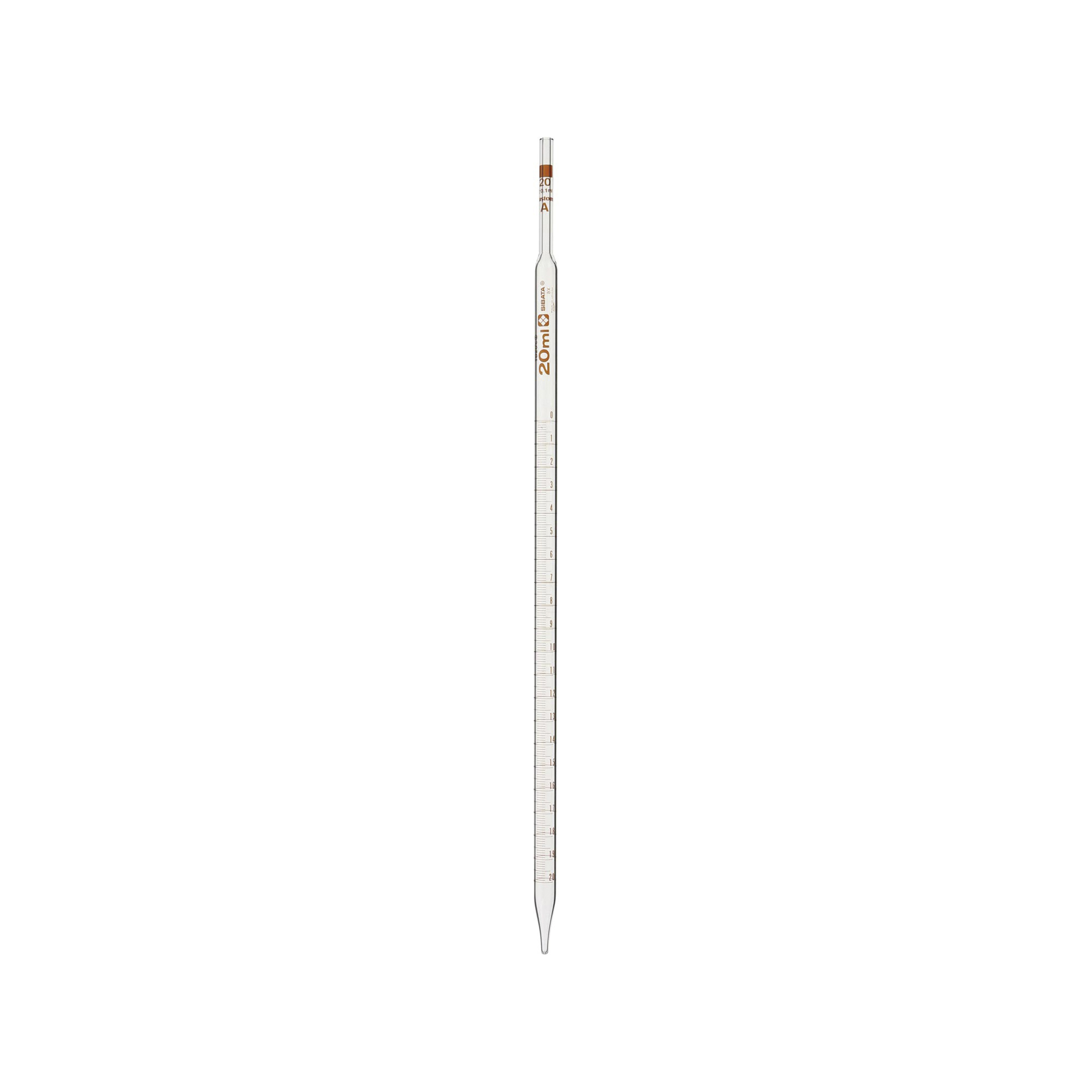 SIBATA柴田科學  量筒移液管，定制 A 型，中間刻度，20mL，10 支裝 021040-20A